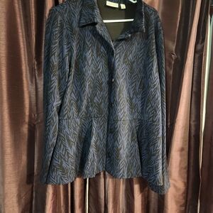 Blue and Black Patterned Button-Up Shirt